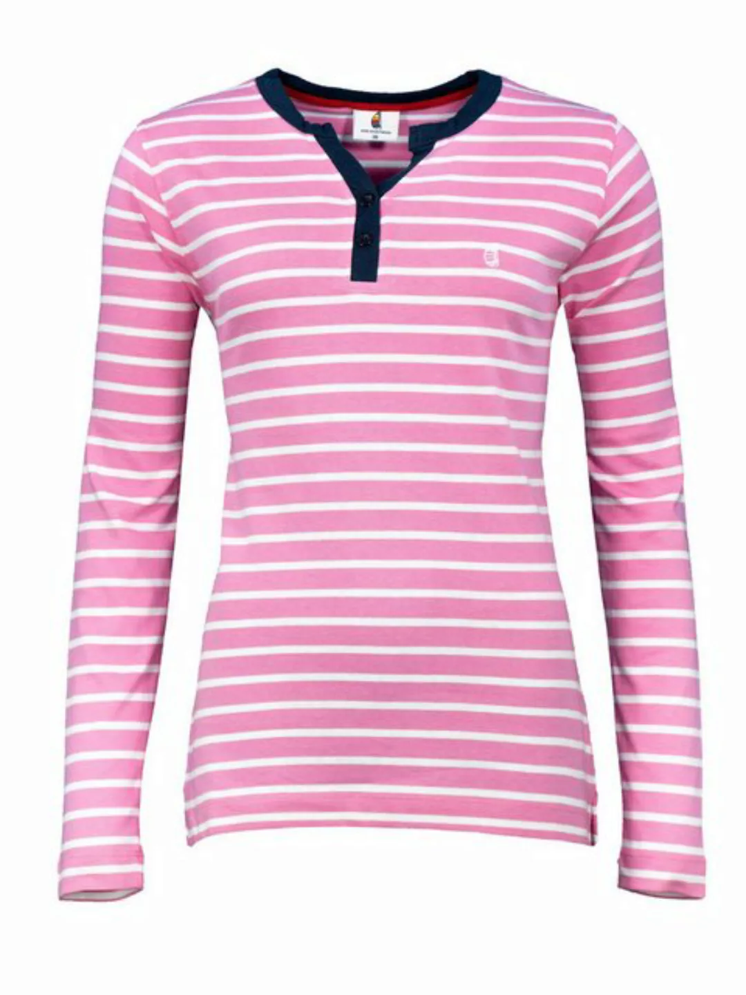 Wind sportswear Longsweatshirt Damen Langarm Shirt gestreift mit Knopfleist günstig online kaufen