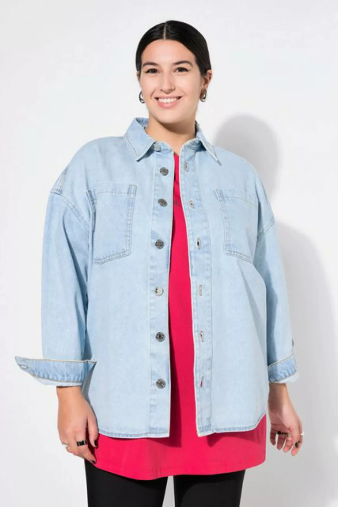 Studio Untold Hemdbluse Jeanshemd oversized Hemdkragen Langarm günstig online kaufen