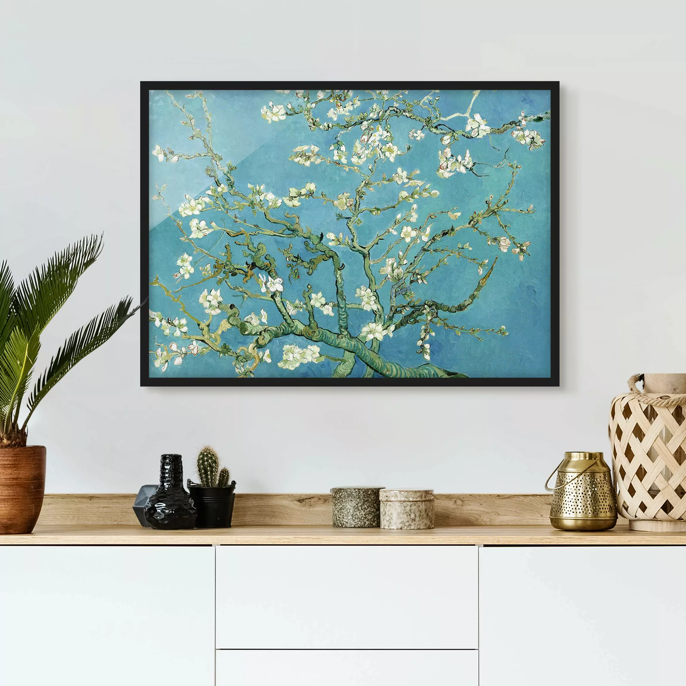 Bild mit Rahmen Kunstdruck - Querformat Vincent van Gogh - Mandelblüte günstig online kaufen