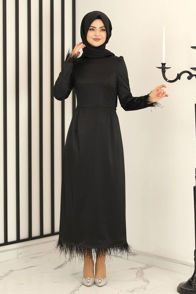 Modavitrini Satinkleid Satinkleid Damen Abendkleid schlicht günstig online kaufen