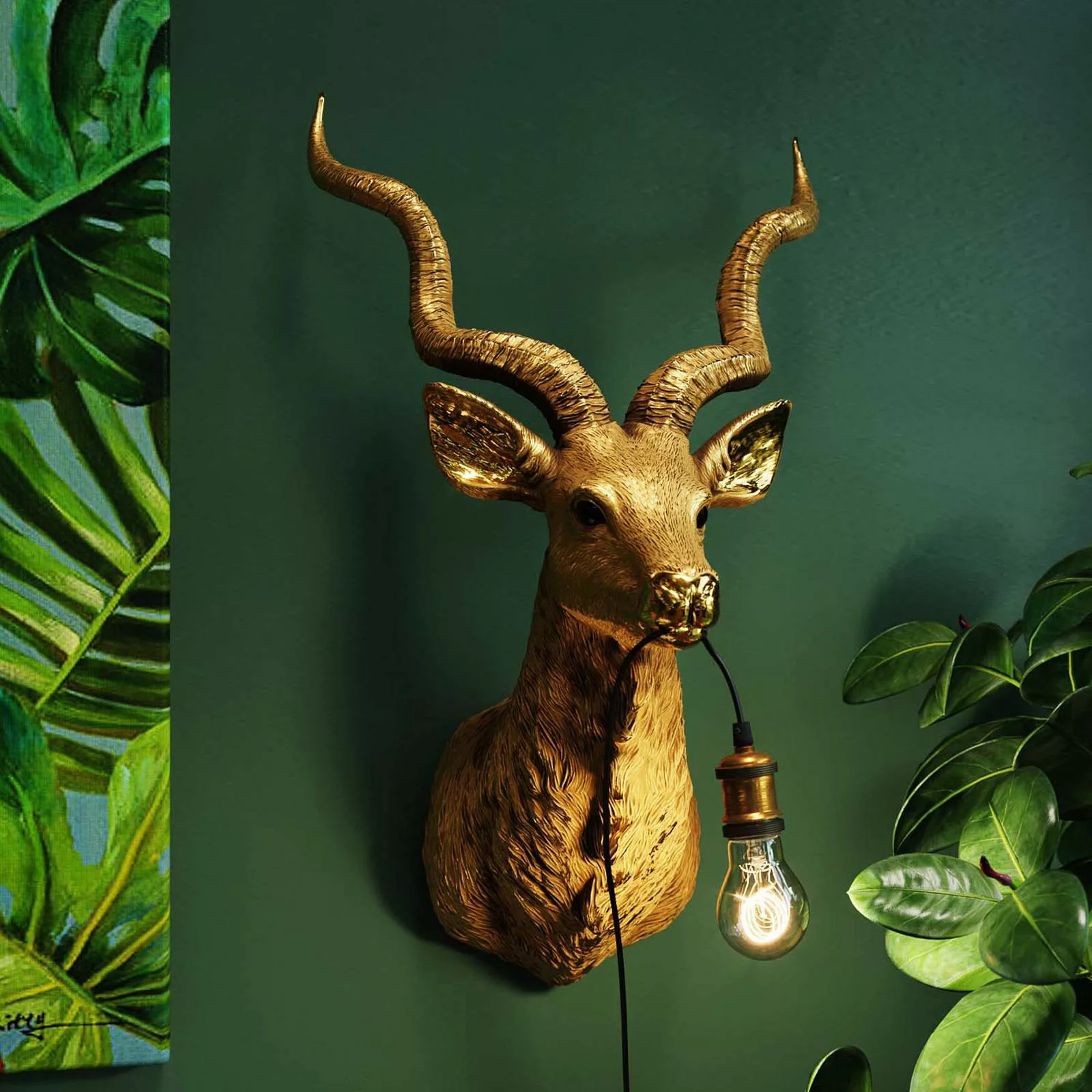 KARE Animal Goat Wandleuchte mit Stecker, gold günstig online kaufen