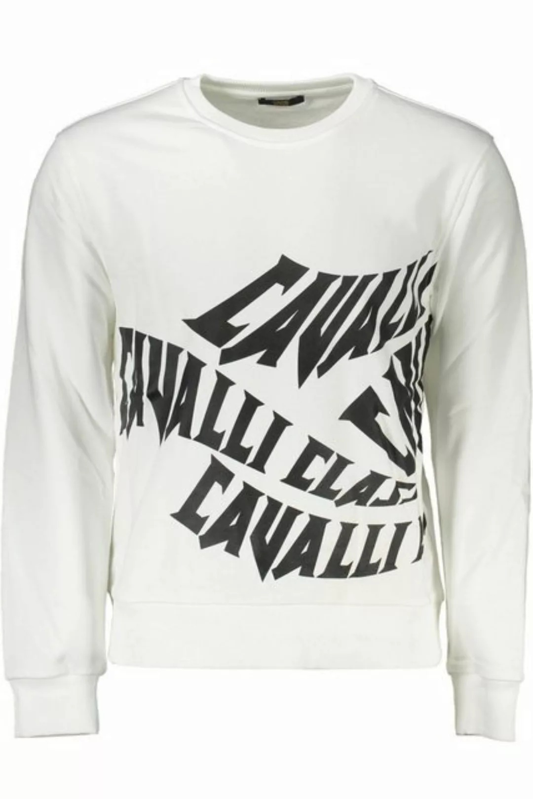 Cavalli Class Sweatshirt Herren-Sweatshirt Weiß: Langarm, Rundhals günstig online kaufen