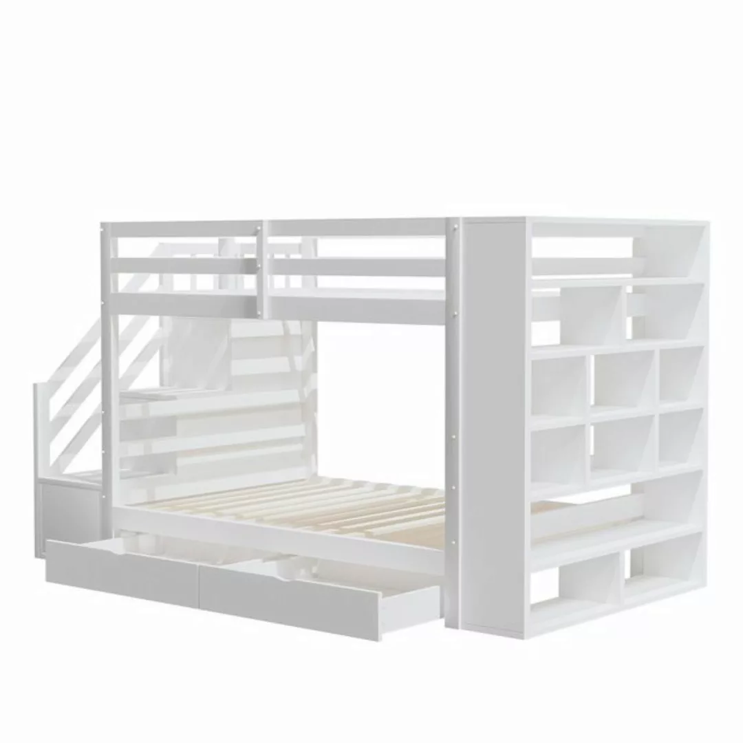 HAUSS SPLOE Etagenbett 90x200cm Treppe mit Staufächern, Schubladen, Schließ günstig online kaufen