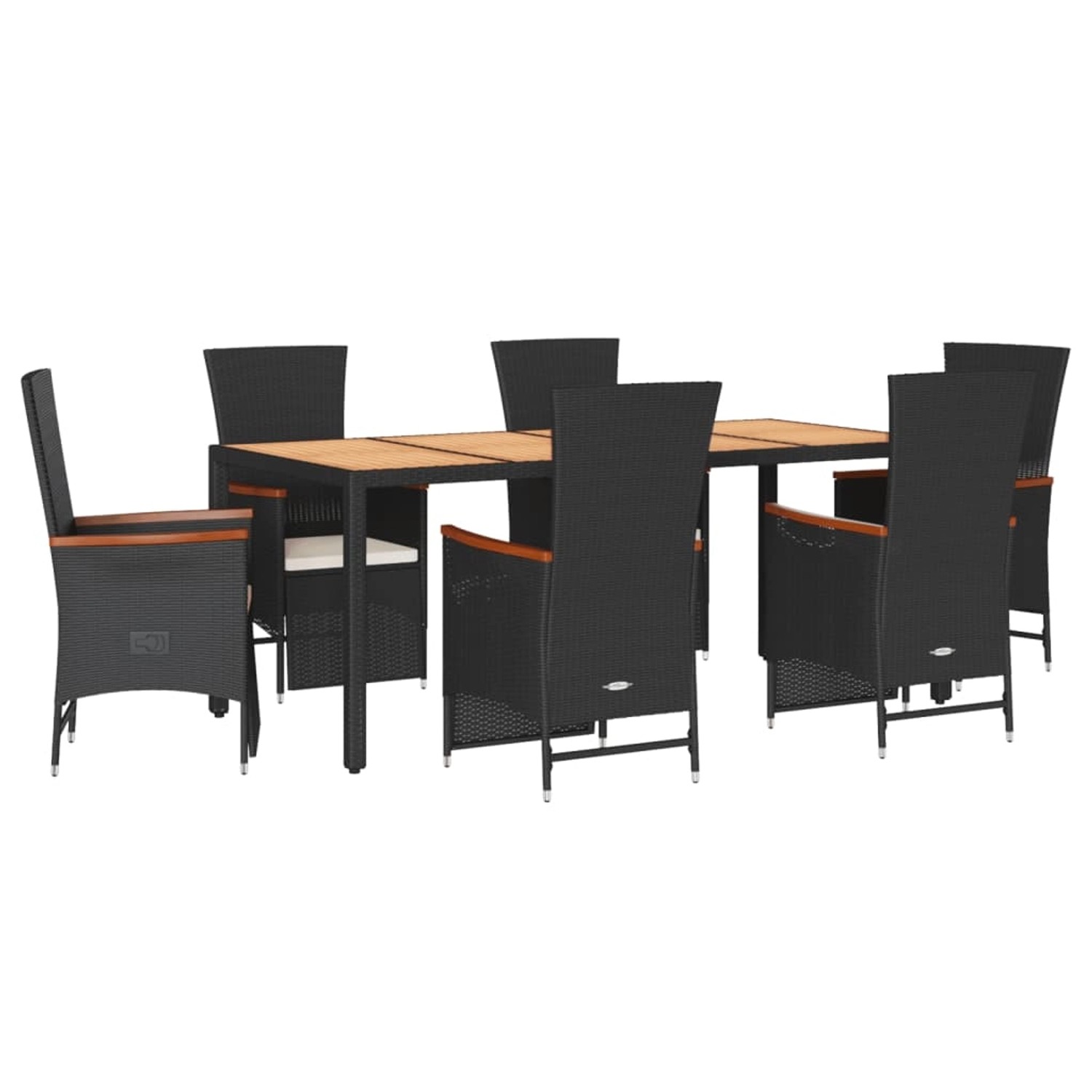 vidaXL 7-Tlg Garten-Essgruppe mit Kissen Schwarz Poly Rattan 3277517 günstig online kaufen