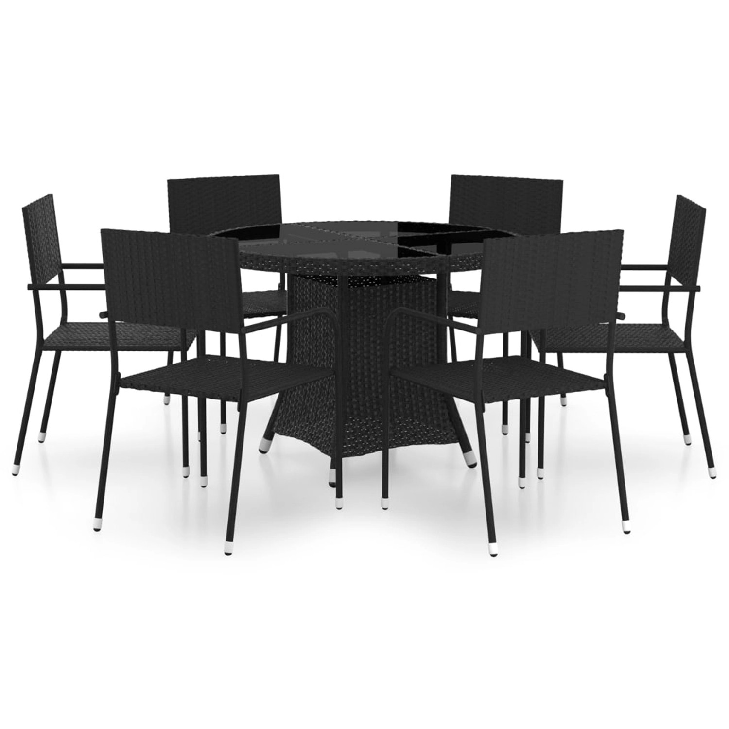 vidaXL 7-tlg Garten-Essgruppe Poly Rattan Schwarz Modell 11 günstig online kaufen