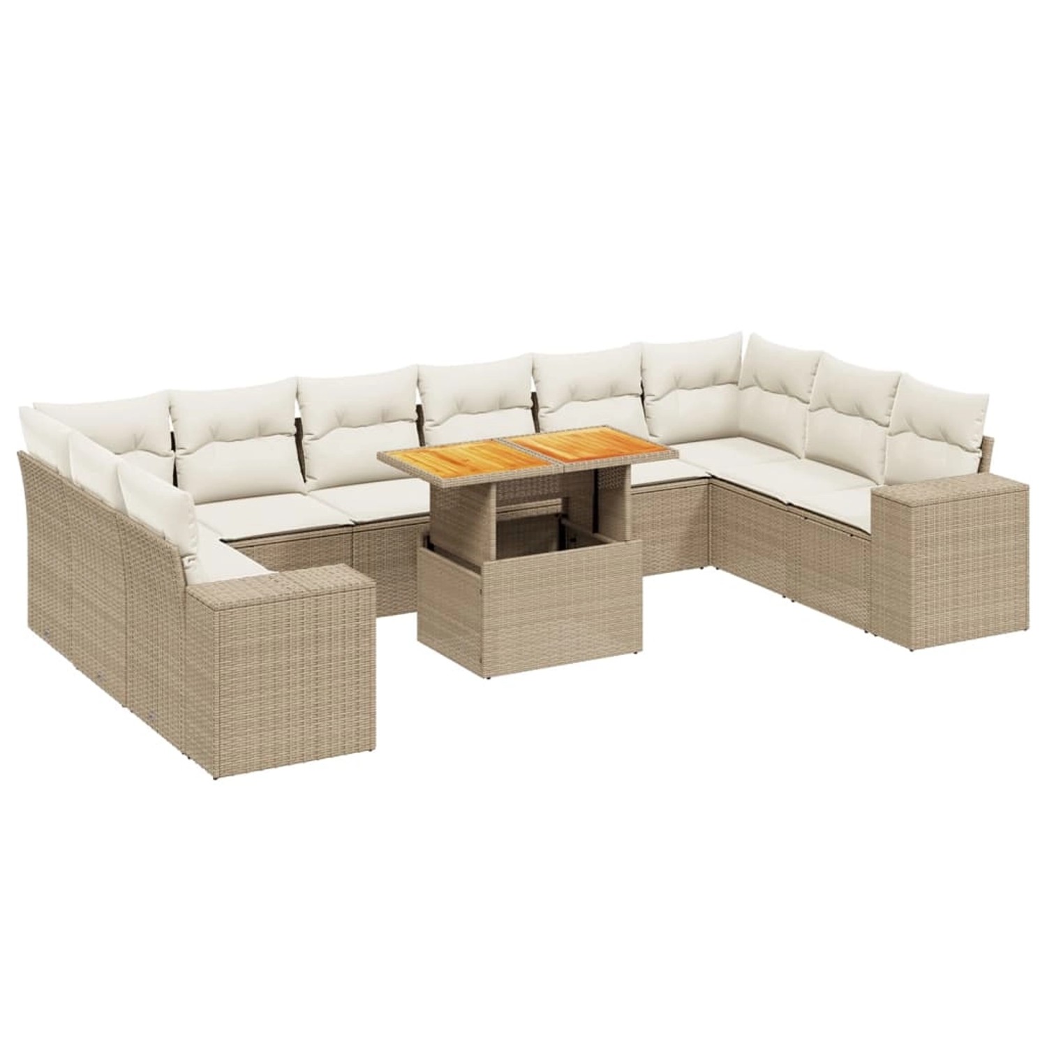 vidaXL 11-tlg Garten-Sofagarnitur mit Kissen Beige Poly Rattan Modell 191 günstig online kaufen