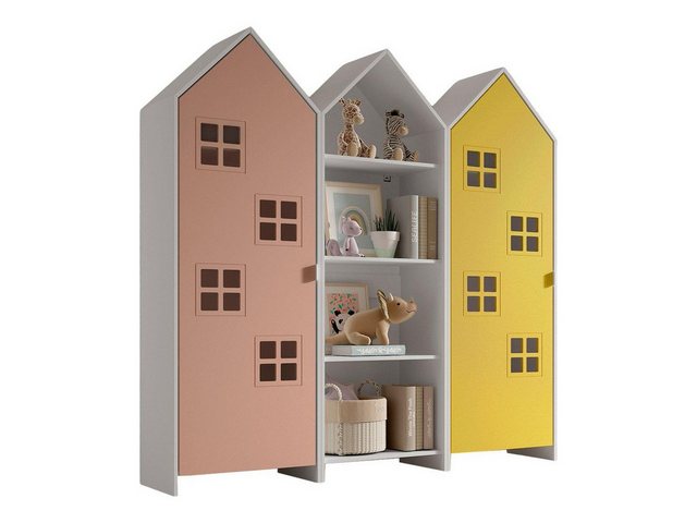 Vipack Kleiderschrank in Korpus Weiß / Front Pink u. Gelb, MDF günstig online kaufen