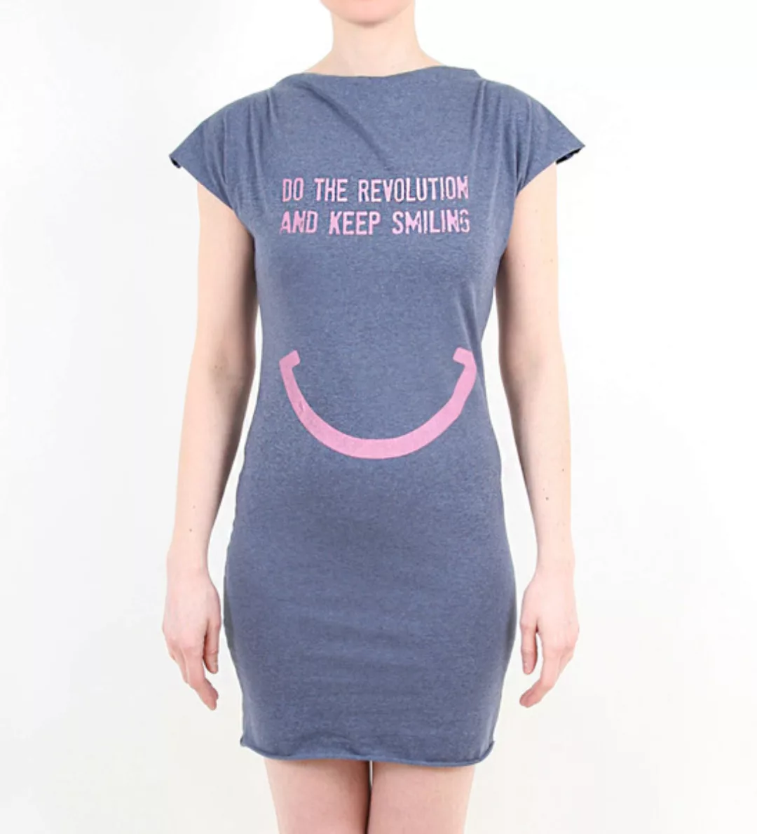 Do The Revolution And Keep Smiling - Kleid - Blau Meliert günstig online kaufen
