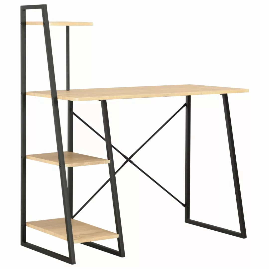 Schreibtisch Mit Regaleinheit Schwarz Und Eiche 102×50×117 Cm günstig online kaufen