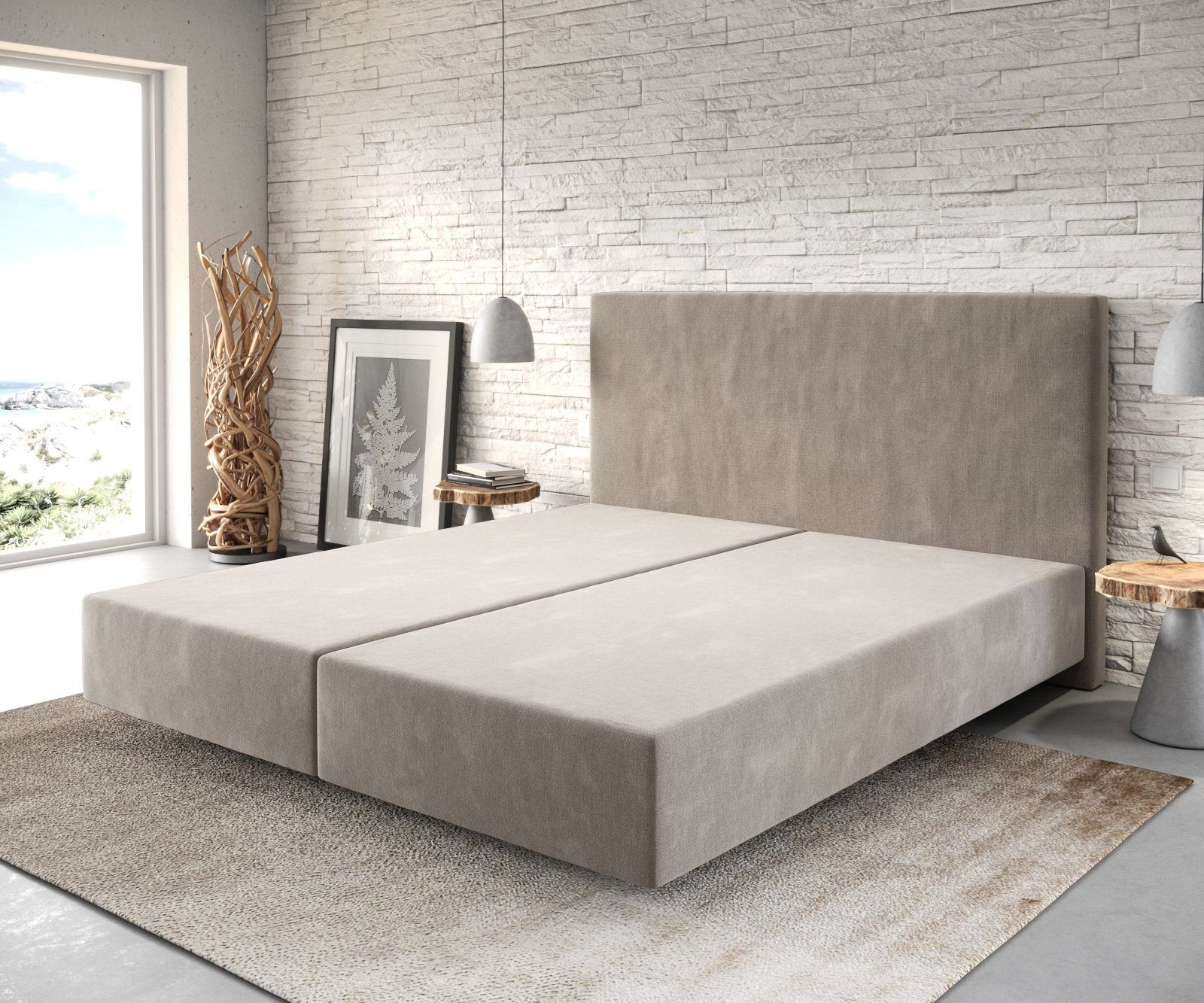 DELIFE Bettgestell Dream-Well, Mikrofaser Beige 180x200 günstig online kaufen