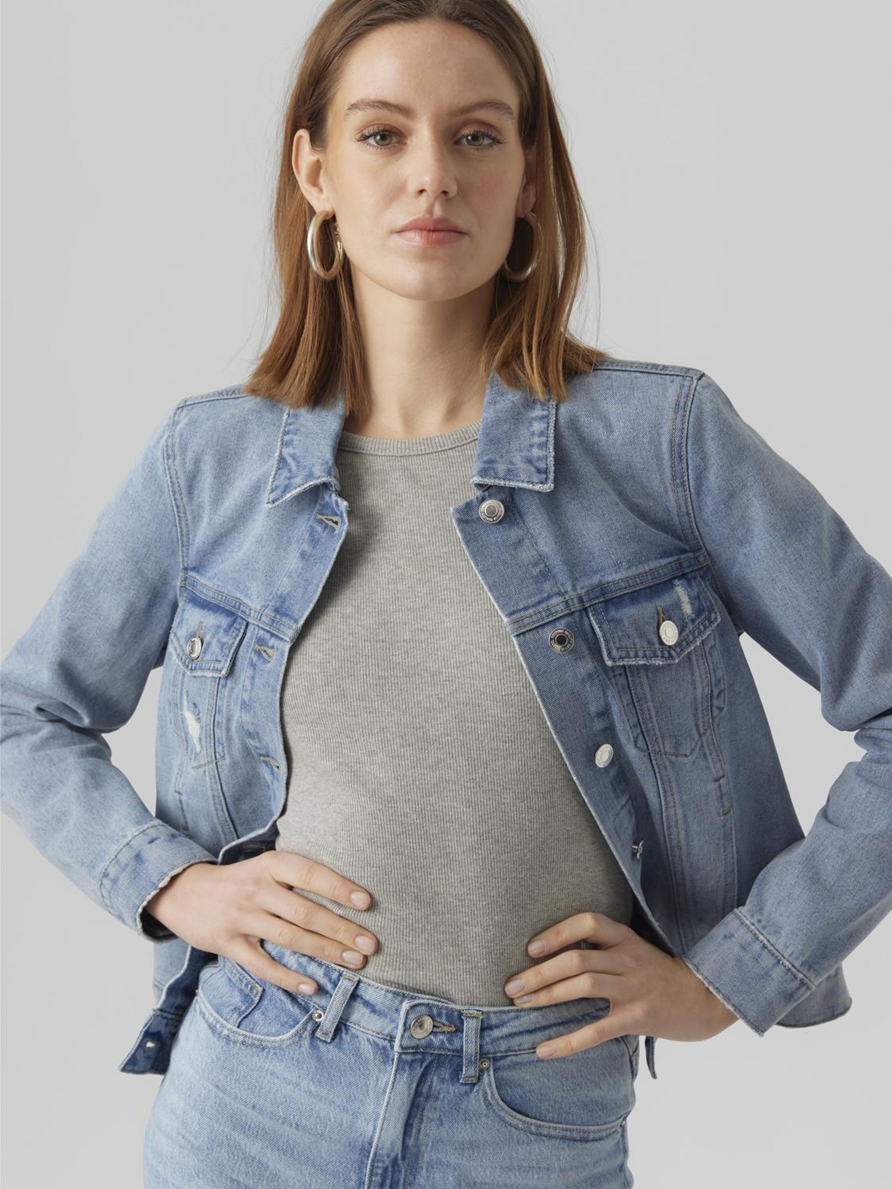 Vero Moda Jeansjacke "VMZORICA LS DENIM JACKET MIX NOOS", mit leichten Dest günstig online kaufen