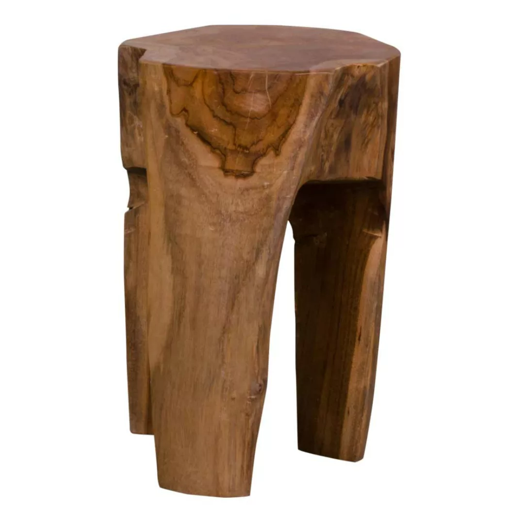 Rustikaler Hocker aus Teak Massivholz naturbelassen günstig online kaufen