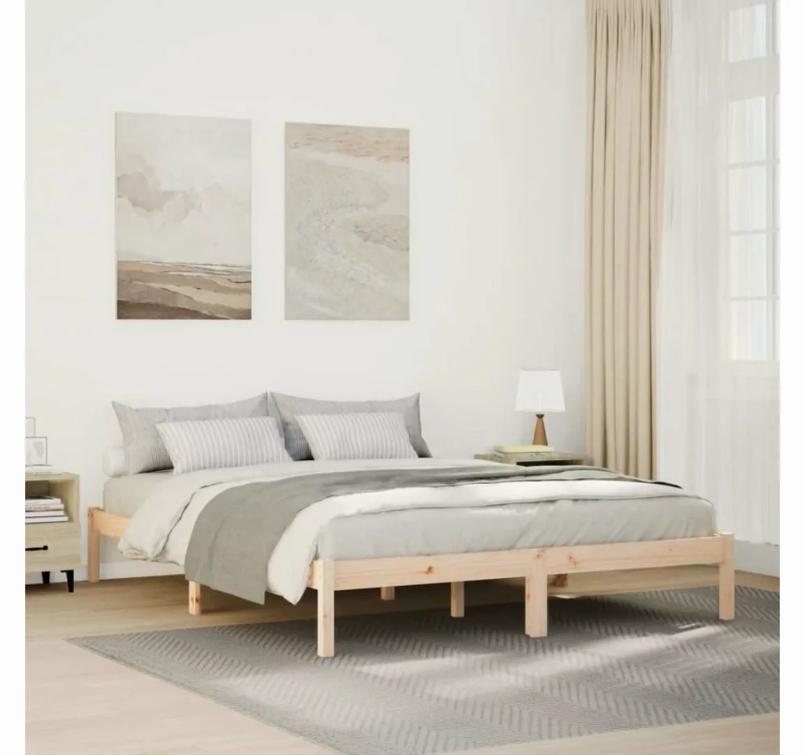 vidaXL Bett, Massivholzbett Extra Lang ohne Matratze 160x220 Kiefernholz günstig online kaufen