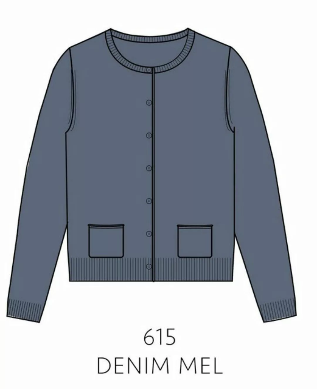 IN LINEA Strickjacke NOS Cardigan, Rundhals, 615 DENIM MEL. günstig online kaufen