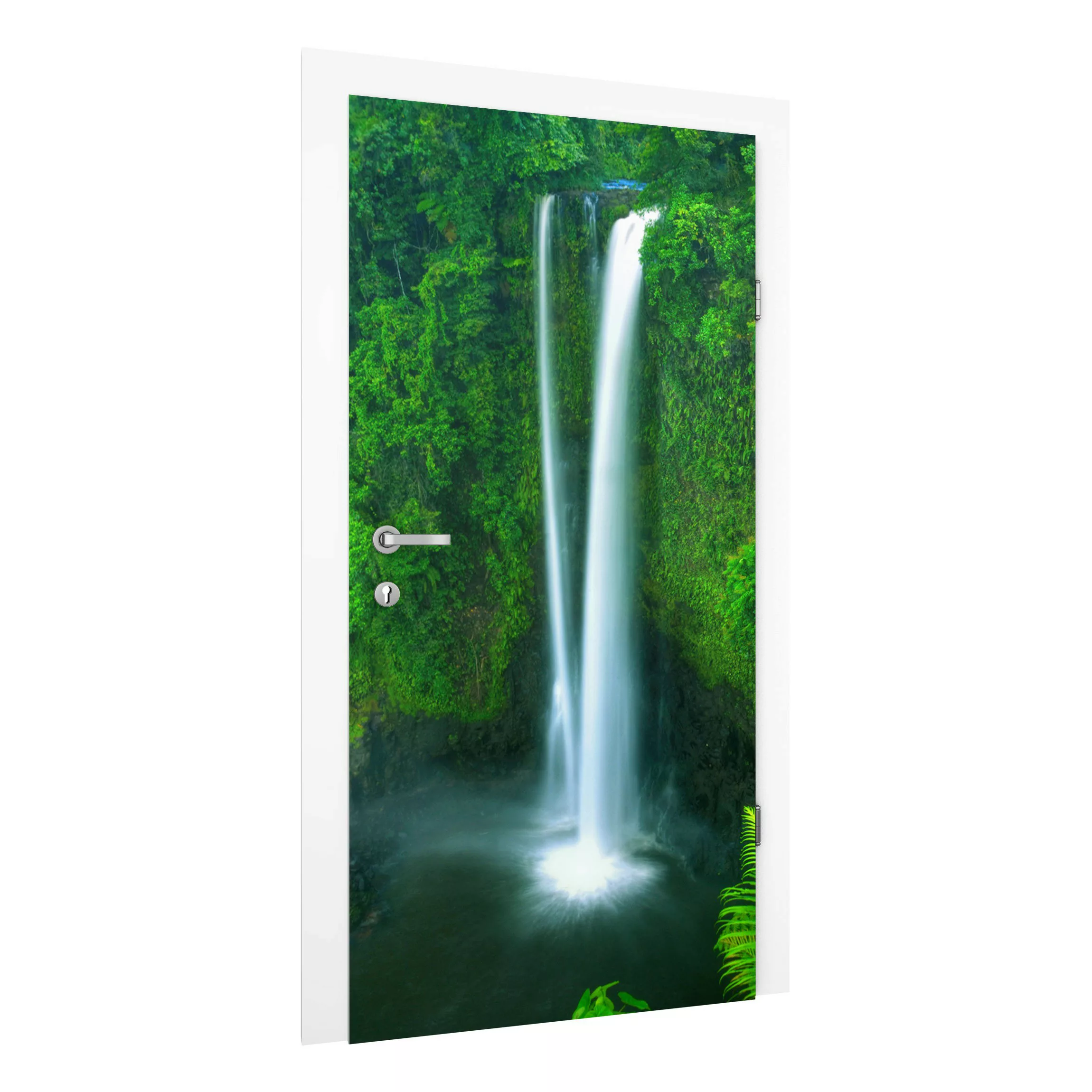 Türtapete Paradiesischer Wasserfall günstig online kaufen