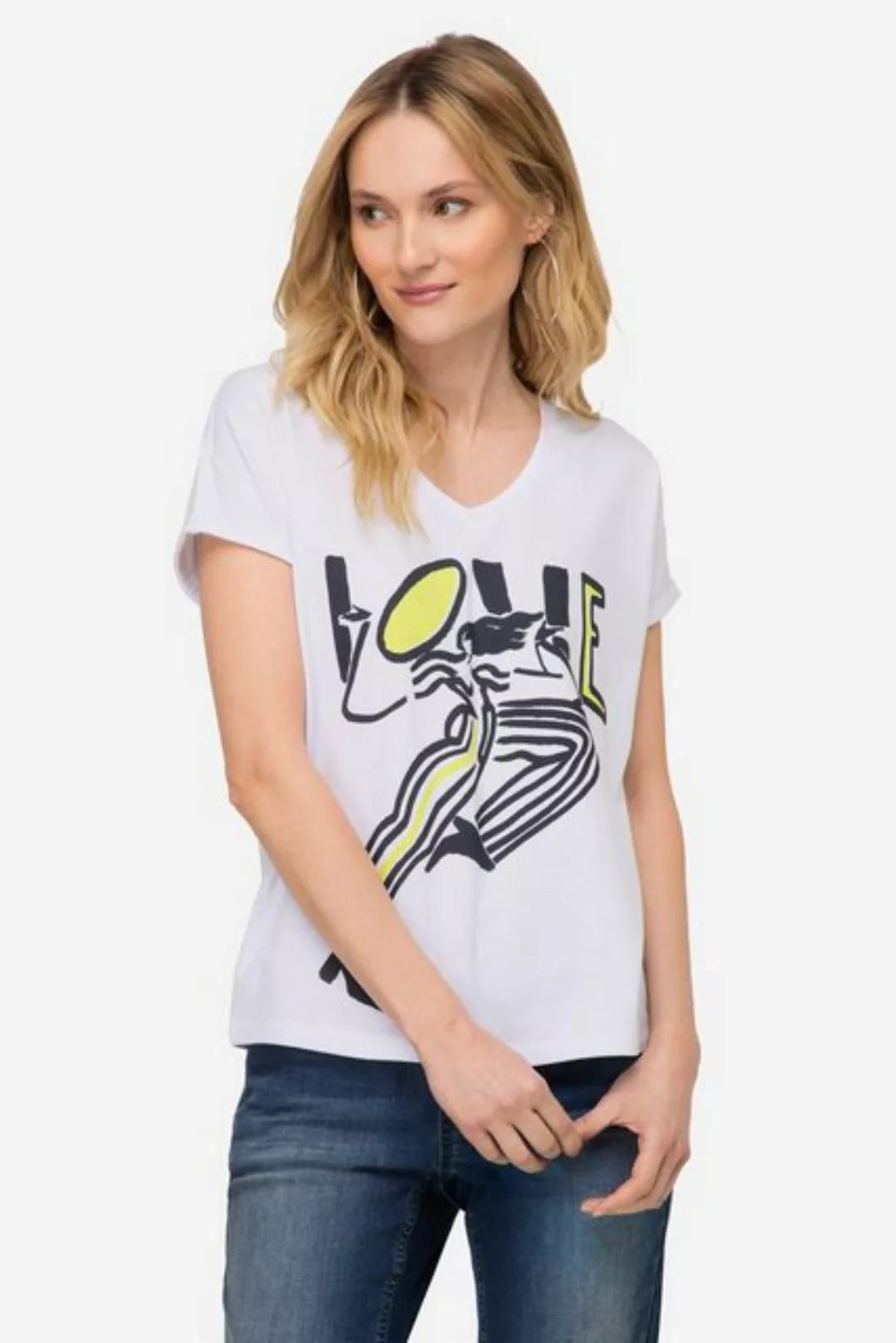 Laurasøn Rundhalsshirt T-Shirt oversized LOVE V-Ausschnitt günstig online kaufen