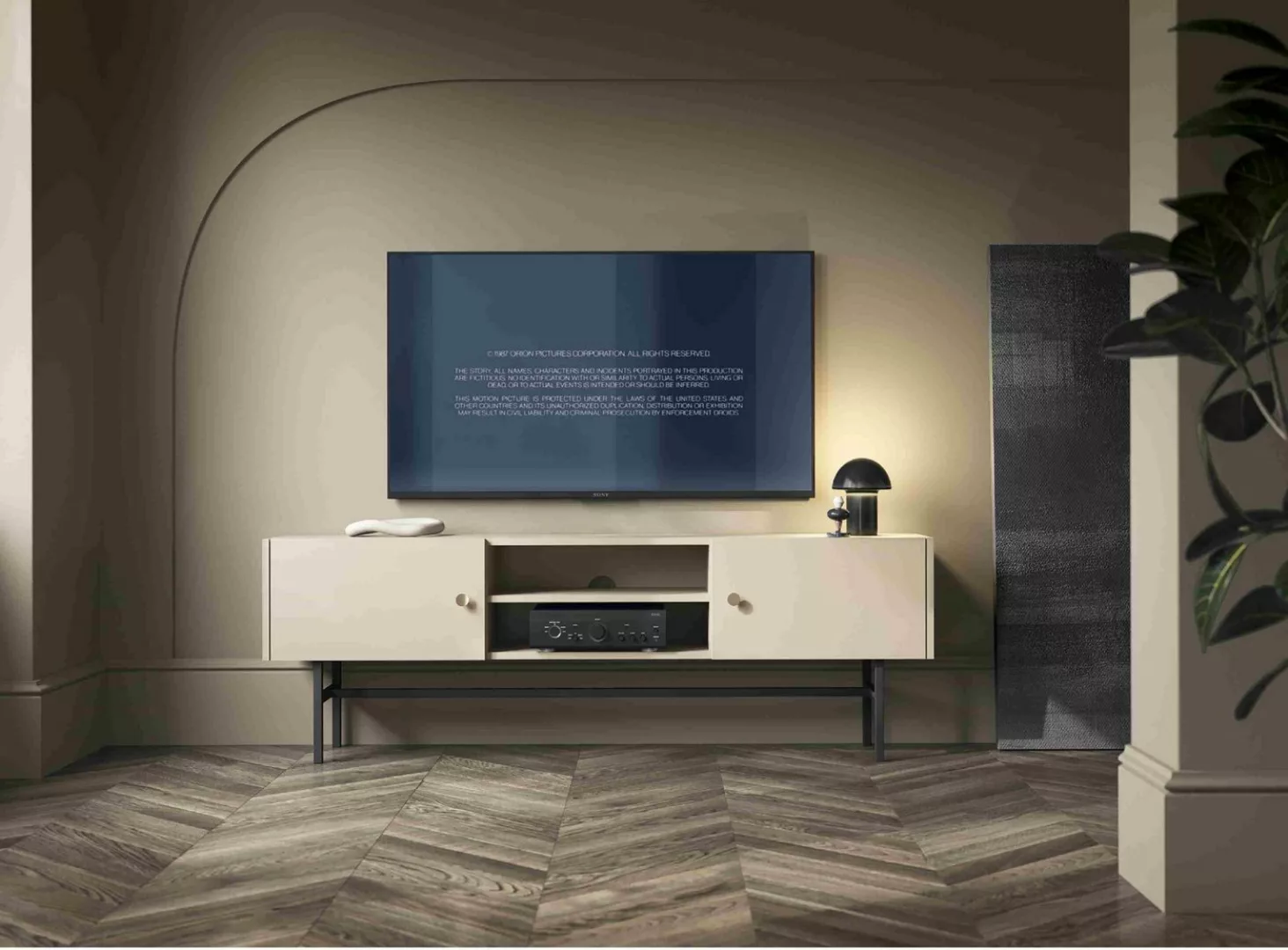 Furnix TV-Schrank Taylie Design Metall Fernsehschrank mit Türen & Stellfüße günstig online kaufen