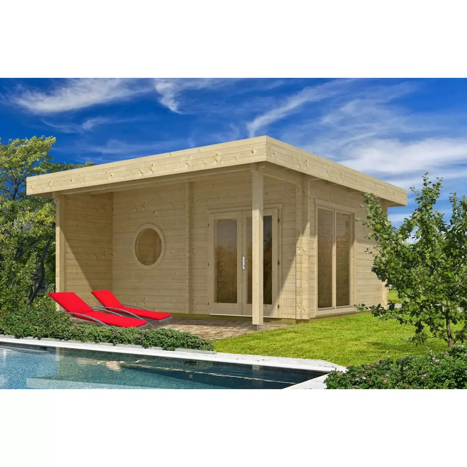 Finntherm Gartensauna Winterhur-70 Naturbelassen 558 cm x 599 cm günstig online kaufen