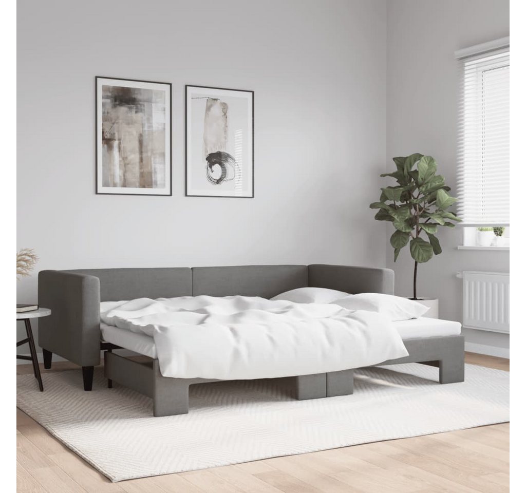 vidaXL Gästebett Gästebett Tagesbett Ausziehbar Dunkelgrau 90x190 cm Stoff günstig online kaufen