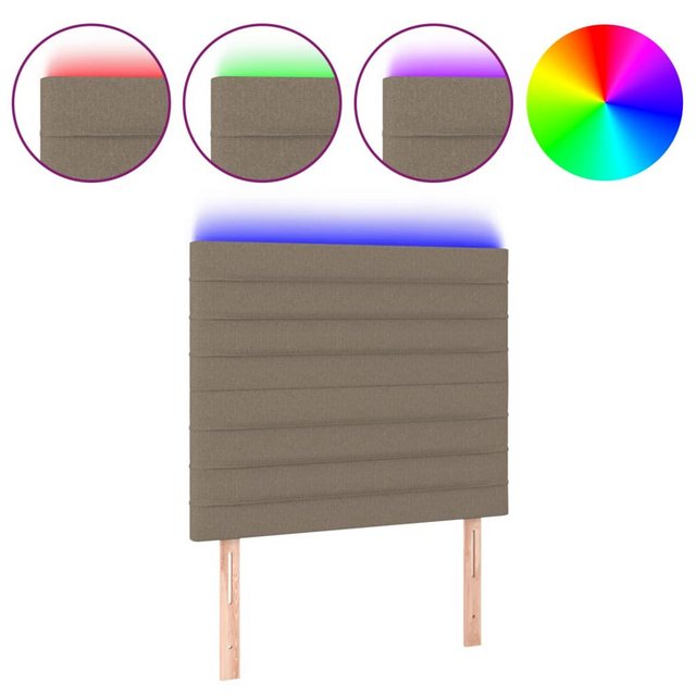 vidaXL Bett, LED Kopfteil Taupe 80x5x118/128 cm Stoff günstig online kaufen