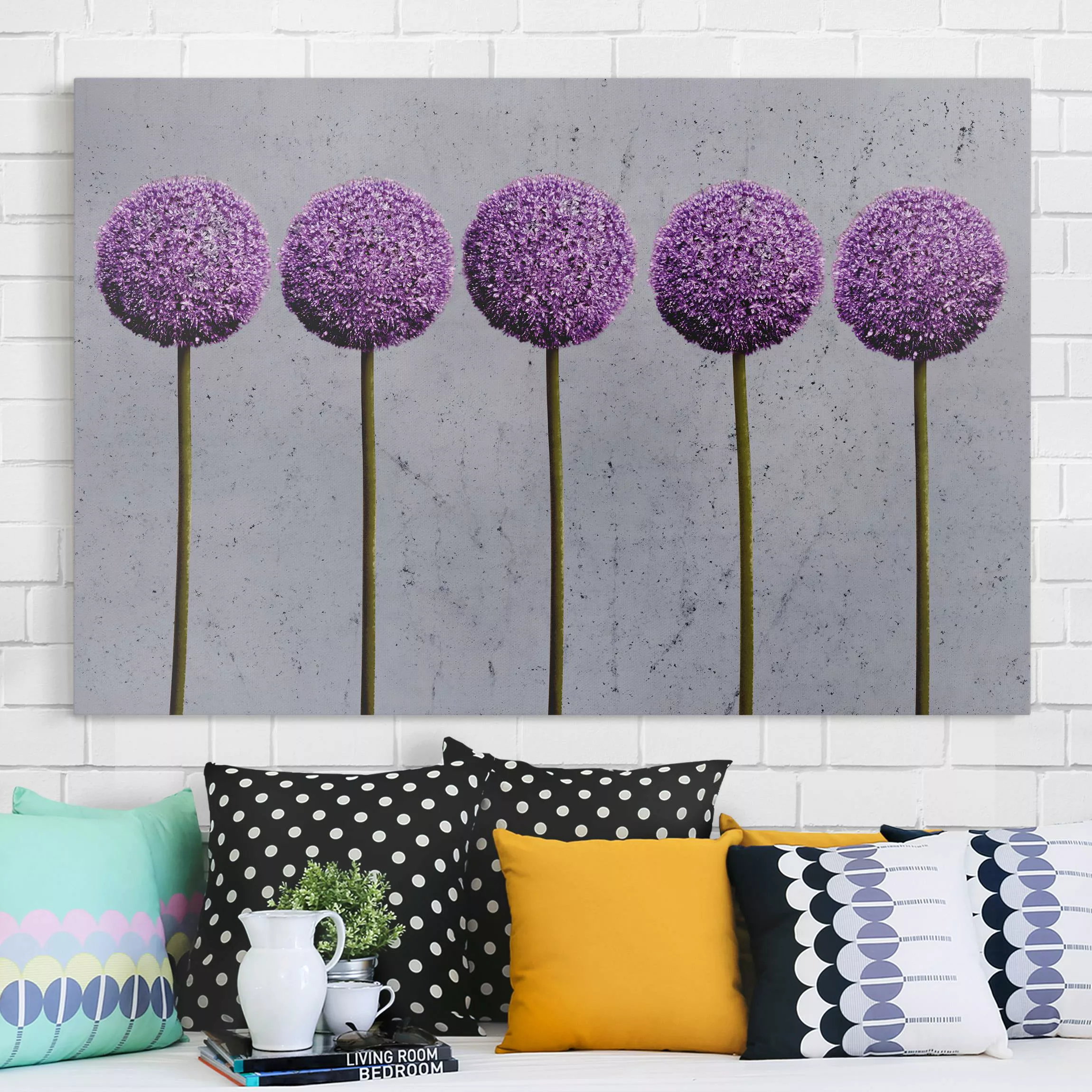 Leinwandbild Blumen - Querformat Allium Kugel-Blüten günstig online kaufen