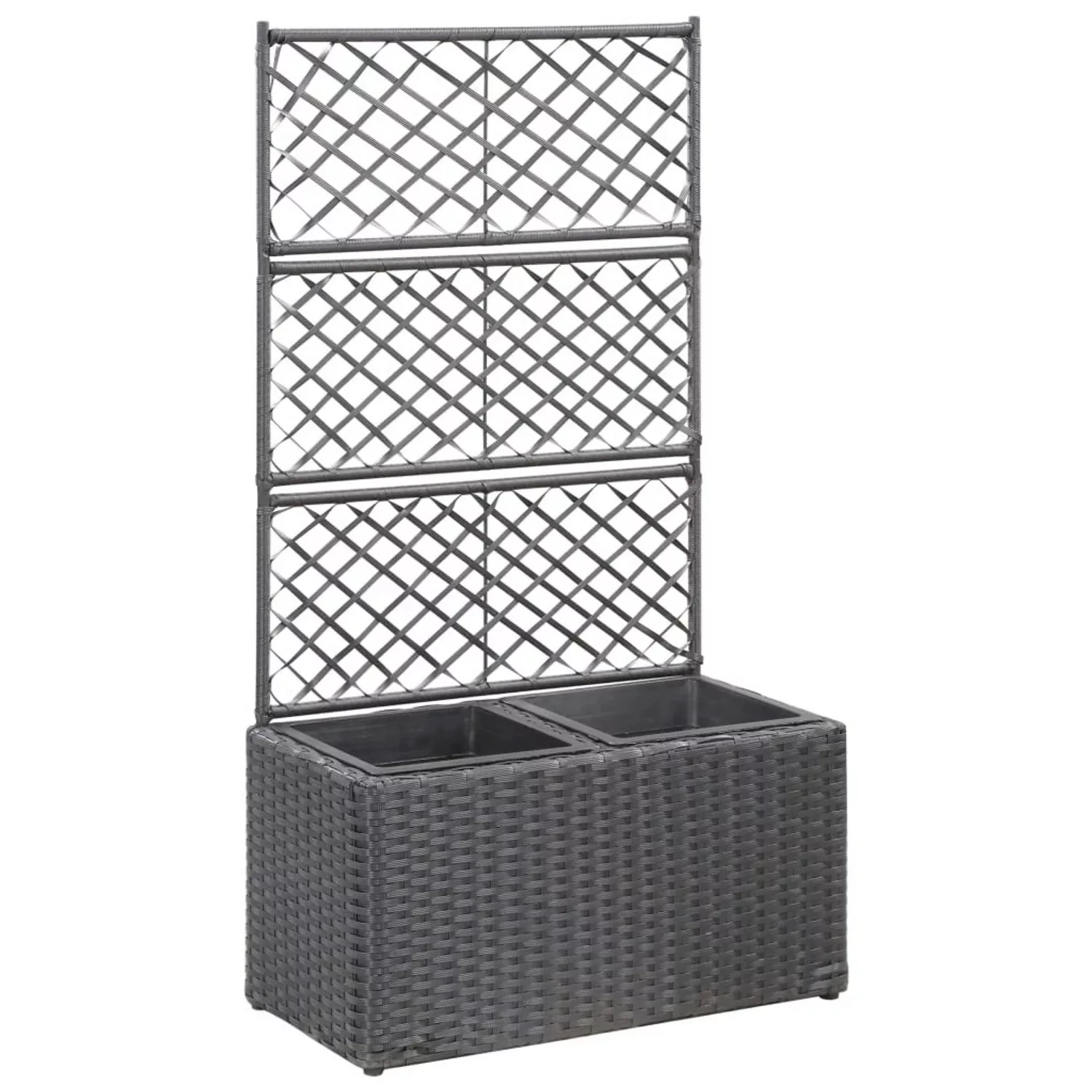 Hochbeet Mit Rankgitter 2 Töpfe 58ã30ã107cm Poly Rattan Schwarz günstig online kaufen