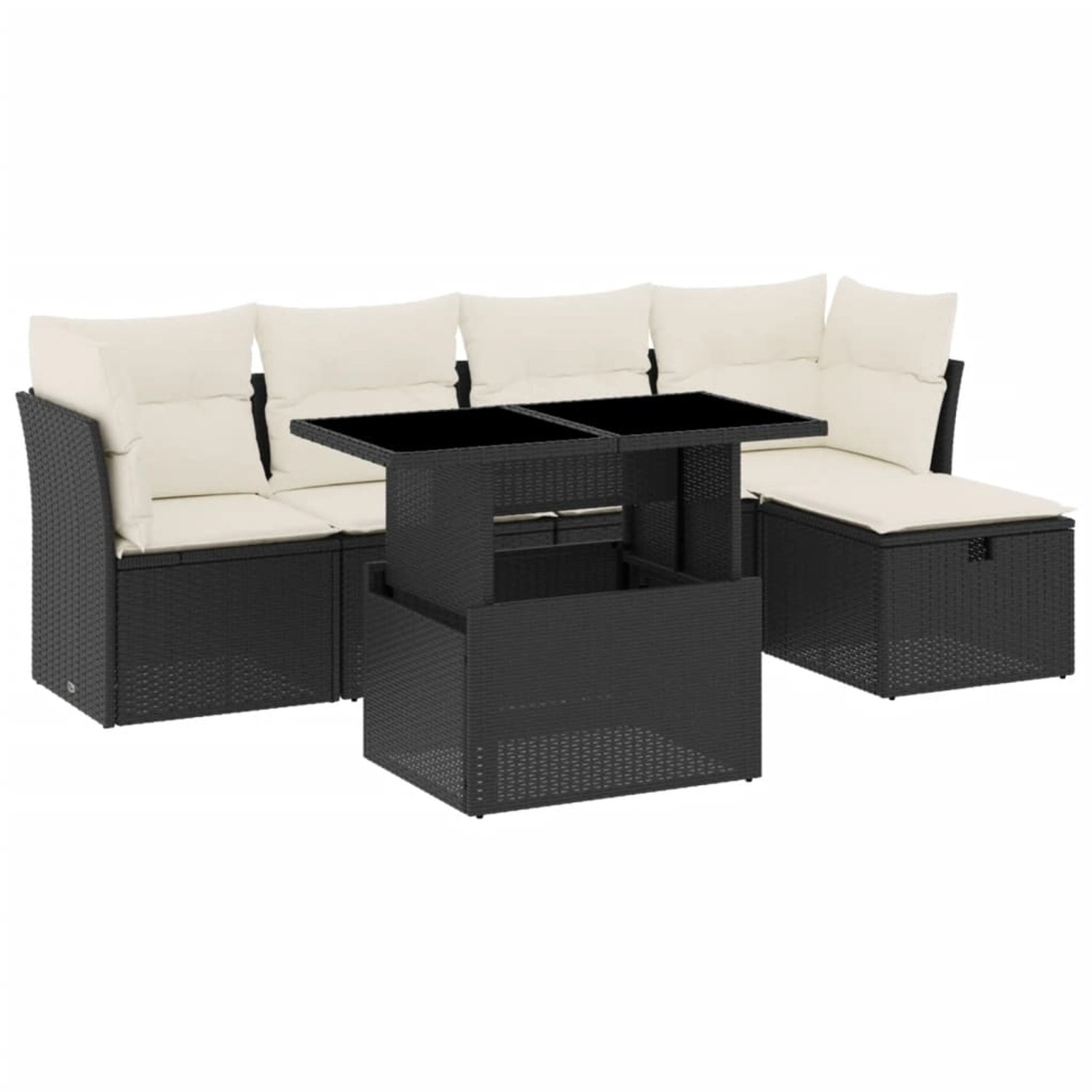 vidaXL 6-Tlg Garten-Sofagarnitur mit Kissen Schwarz Poly Rattan 3274636 günstig online kaufen
