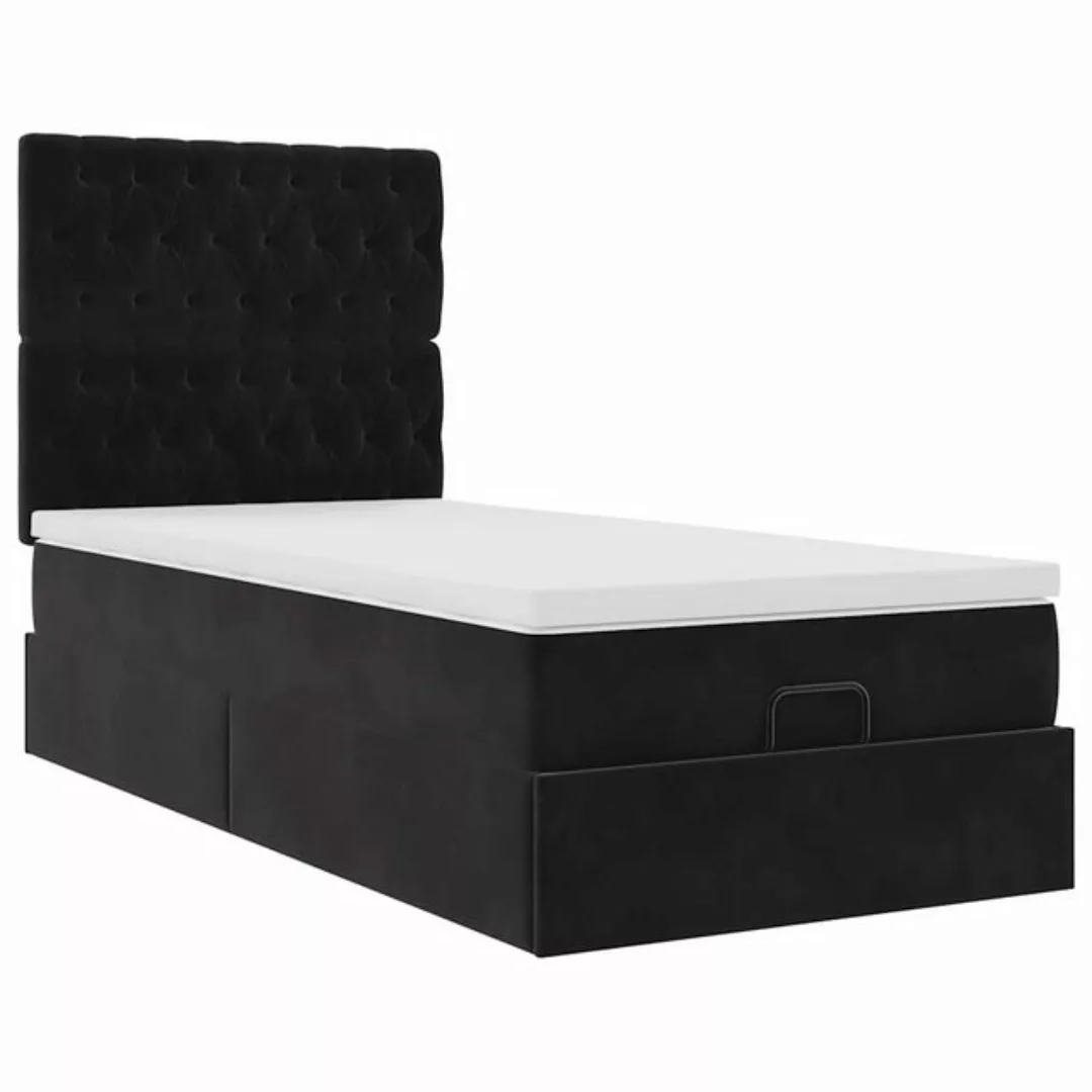 vidaXL Bett Ottoman-Bett mit Matratzen Schwarz 80x200 cm Samt günstig online kaufen