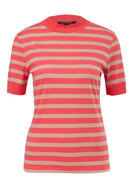 Comma Kurzarmshirt T-Shirt aus Lyocellmix mit Rippbündchen günstig online kaufen
