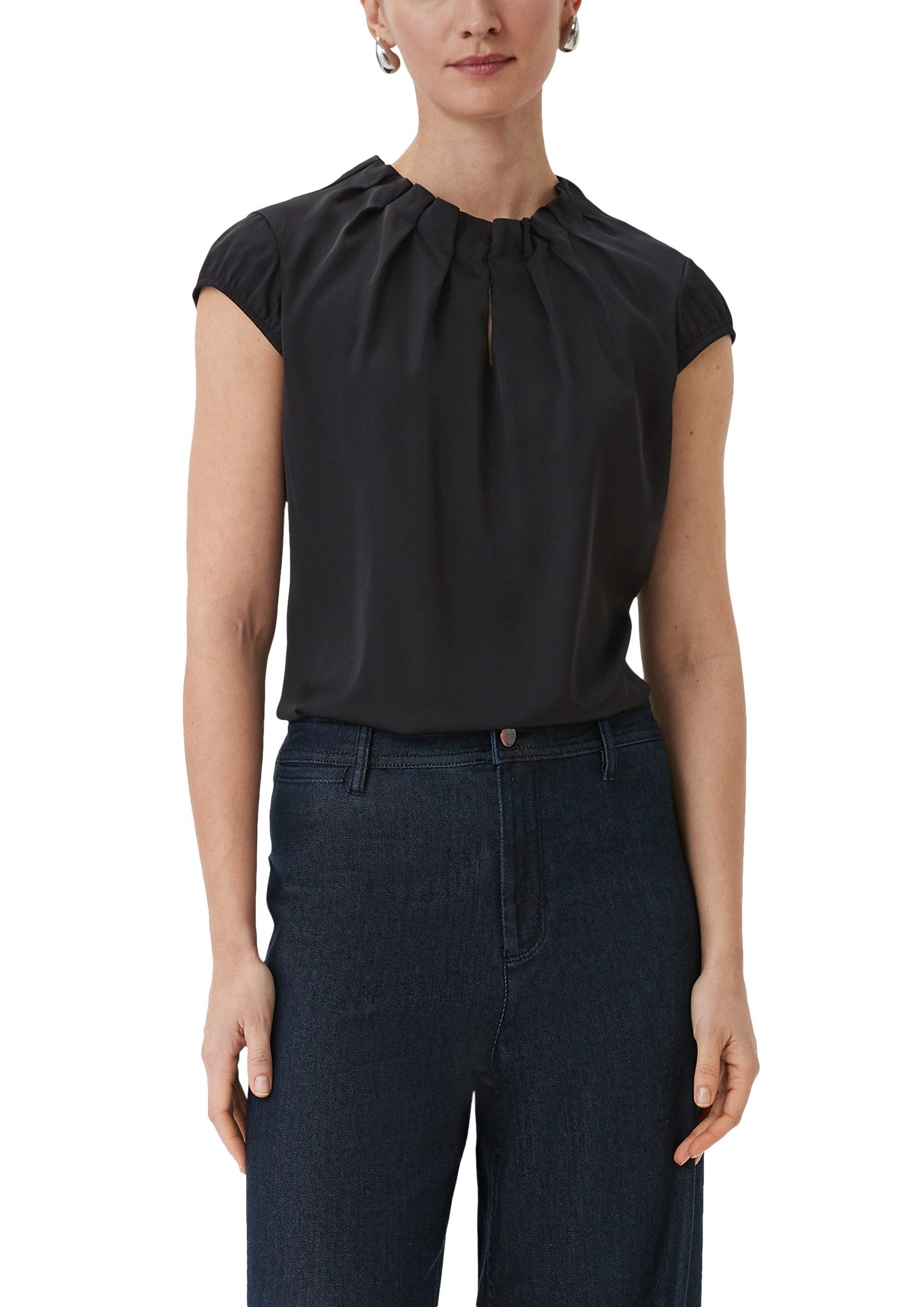 Comma Satinbluse mit Raffung am Hals günstig online kaufen