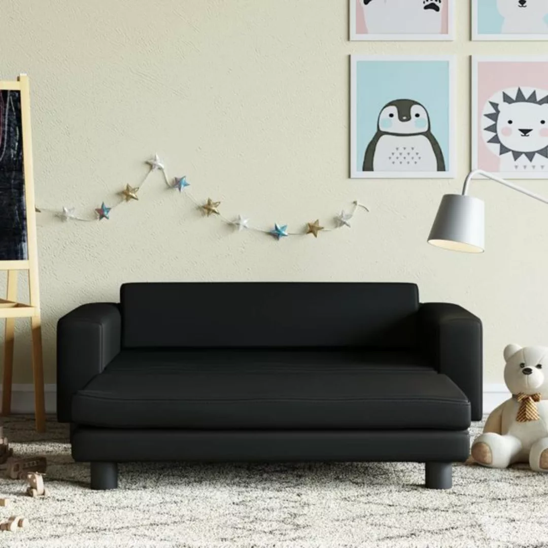 vidaXL Kindersofa Kindersofa mit Hocker Schwarz 100x50x30 cm Kunstleder Kin günstig online kaufen