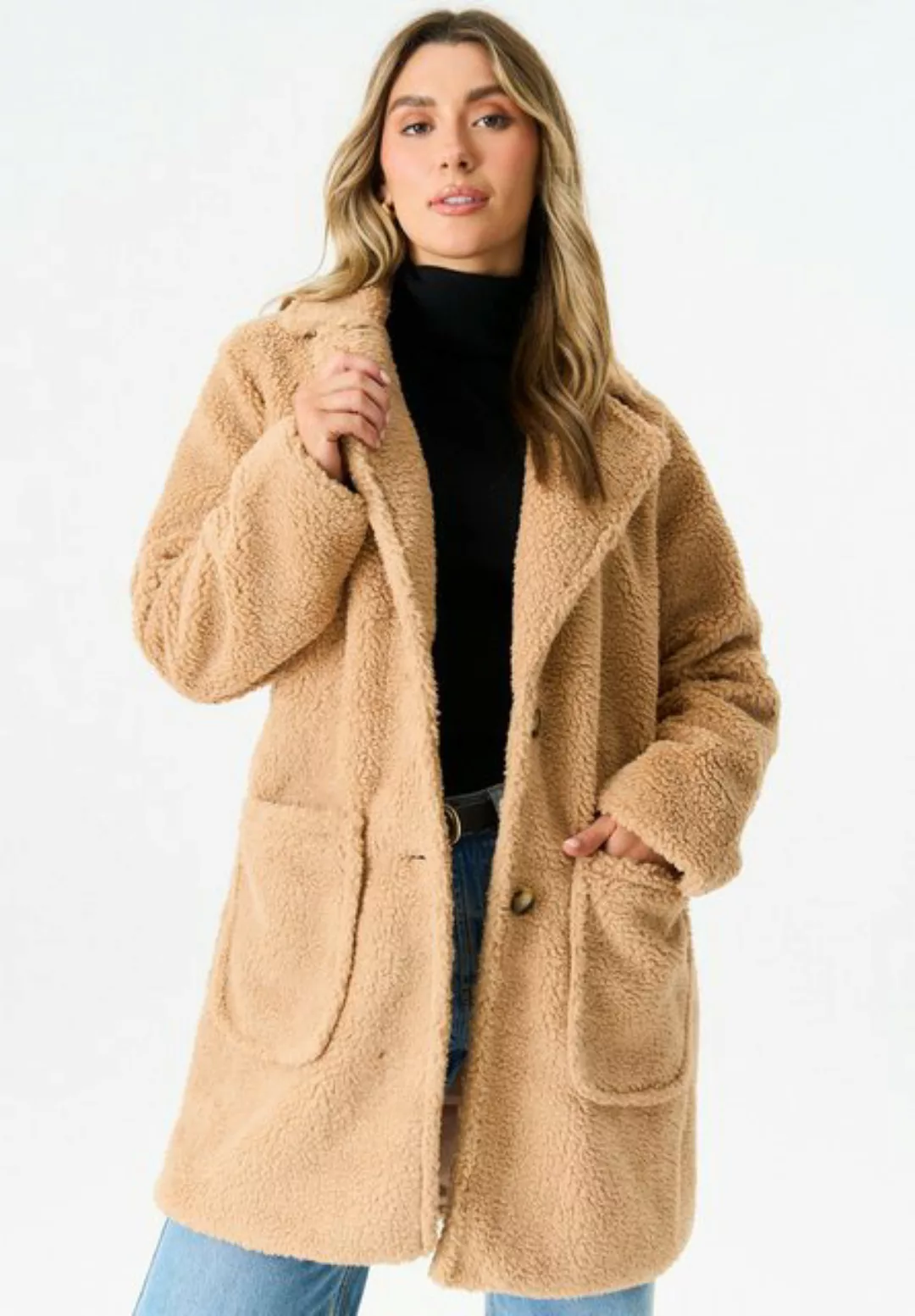 GINI LONDON Langmantel Gini Faux Fur Longline Teddy Gini Kunstpelz Longline günstig online kaufen