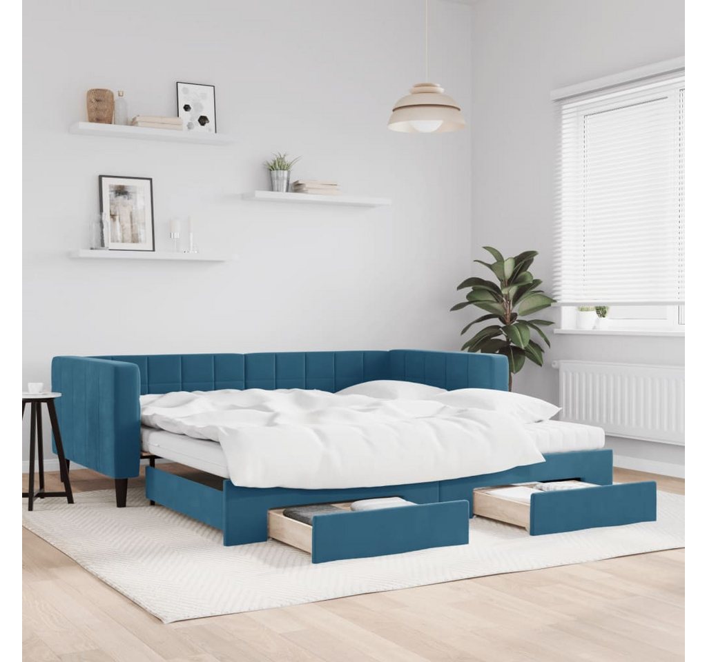 vidaXL Gästebett Gästebett Tagesbett Ausziehbar mit Schubladen Blau 100x200 günstig online kaufen