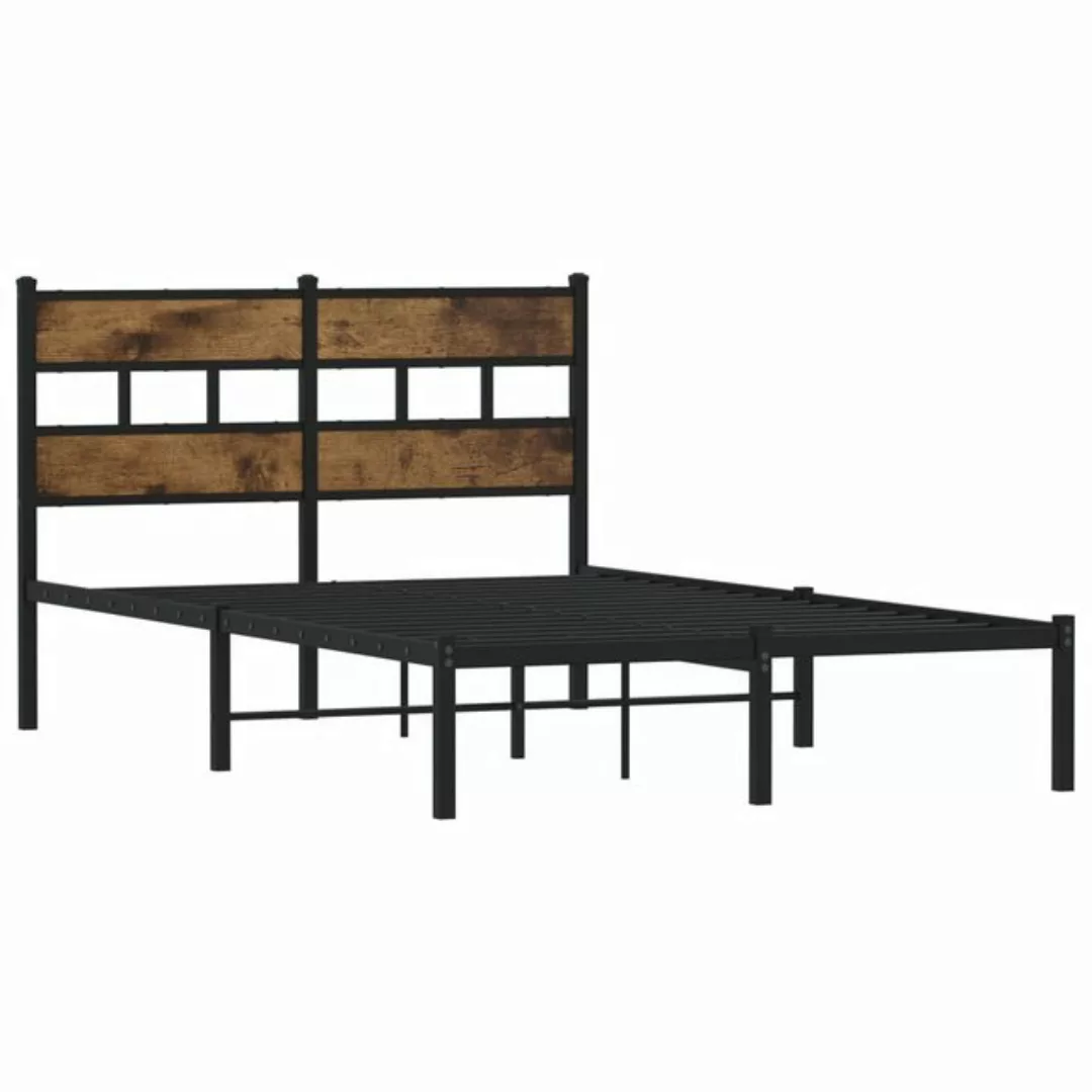 vidaXL Bett Metallbett ohne Matratze Räuchereiche 120x200 cm günstig online kaufen