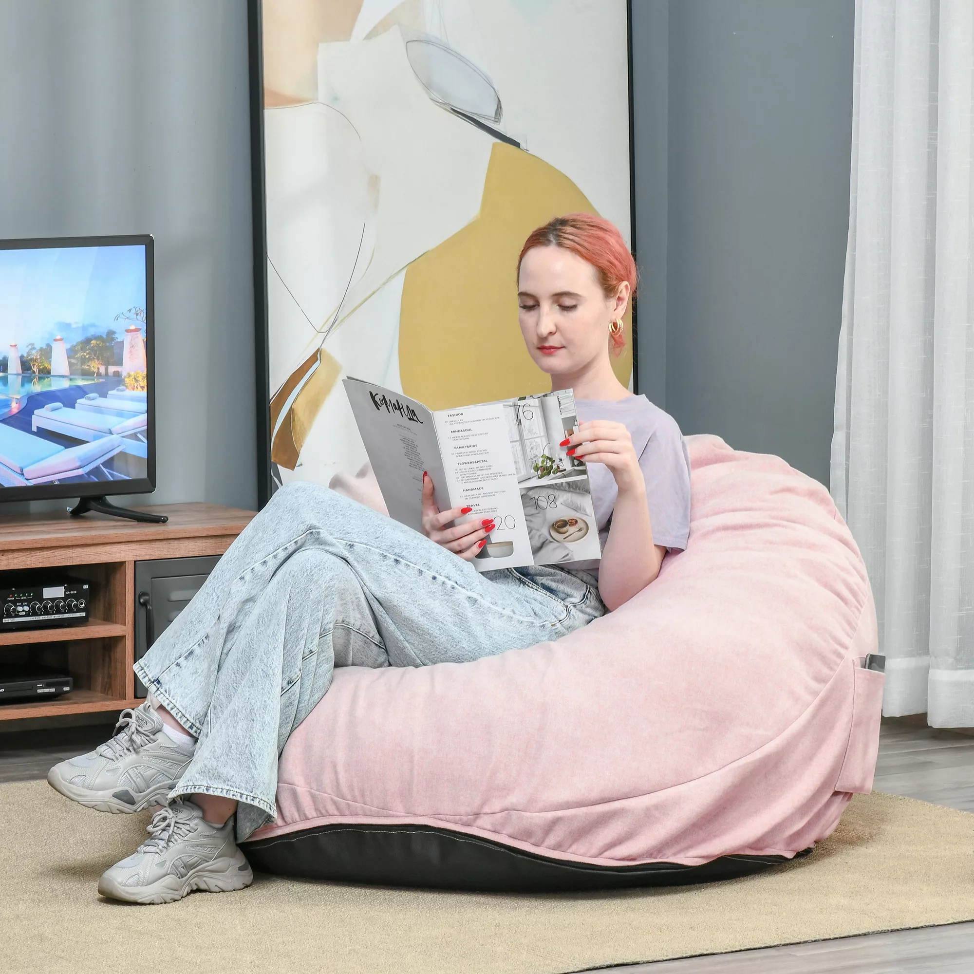 HOMCOM Sitzsack  Aufblasbares Sofa, Bodensessel, gepolstert mit Seitentasch günstig online kaufen