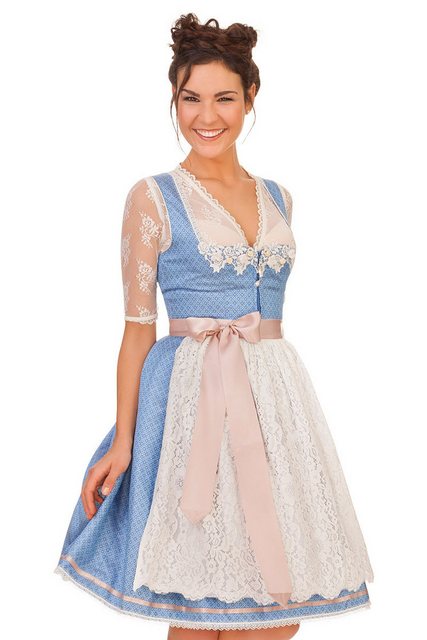 Krüger Madl Dirndl Midi Dirndl 2tlg. - LUZIA - hellblau günstig online kaufen