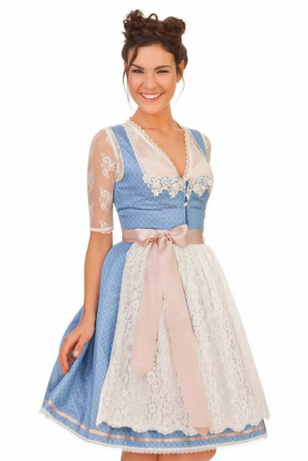 Krüger Madl Dirndl Midi Dirndl 2tlg. - LUZIA - hellblau günstig online kaufen