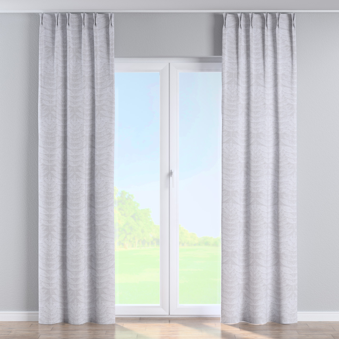 Vorhang mit flämischen 2-er Falten, weiß-grau, Sunny (143-84) günstig online kaufen