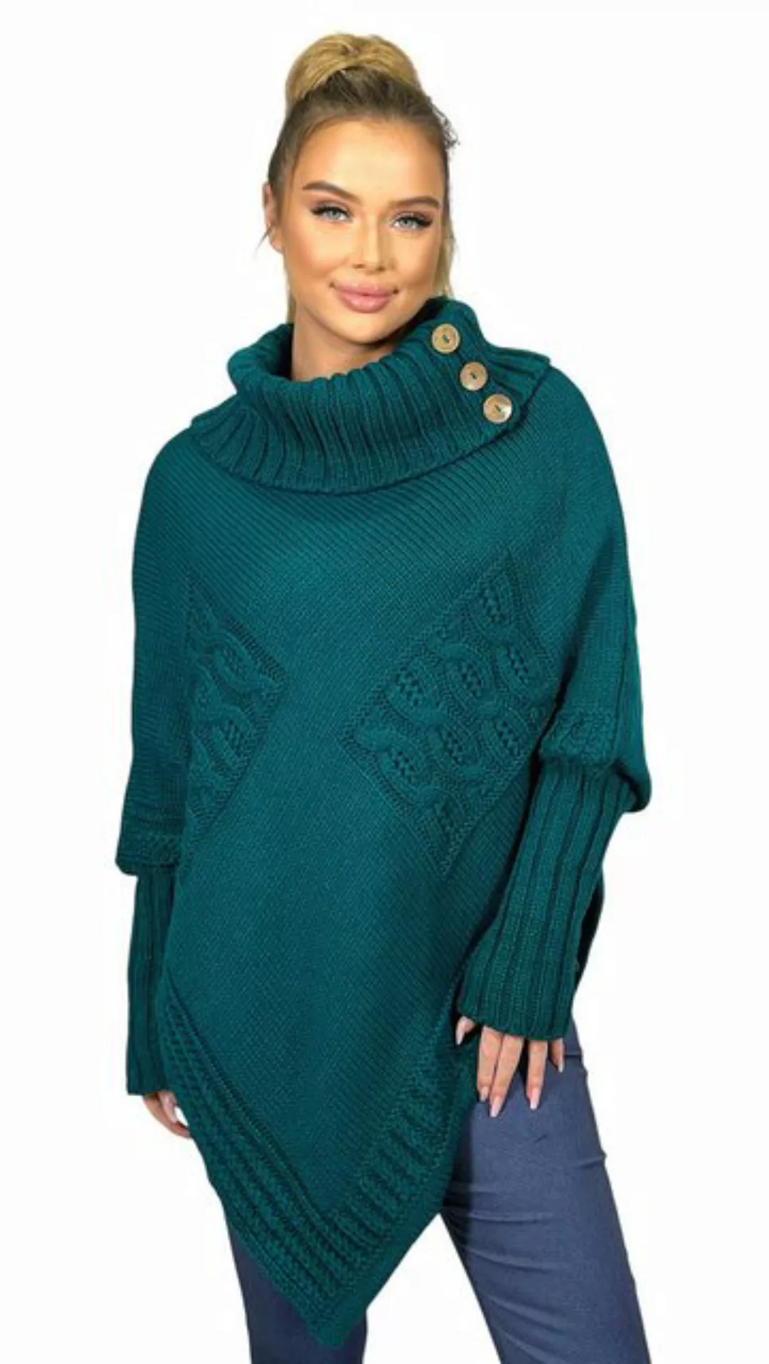 Mississhop Strickponcho Poncho Strick Sweatshirt Pullover Umhang Überwurf günstig online kaufen