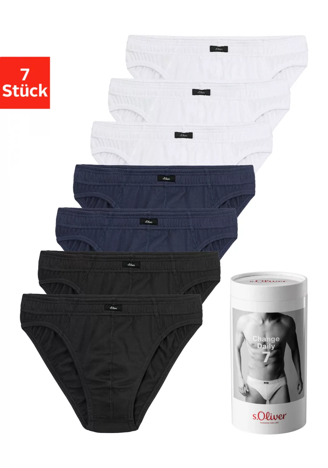 s.Oliver Slip "Herren Unterhose", (Dose, 7 St.), Wochenration in einer Dose günstig online kaufen