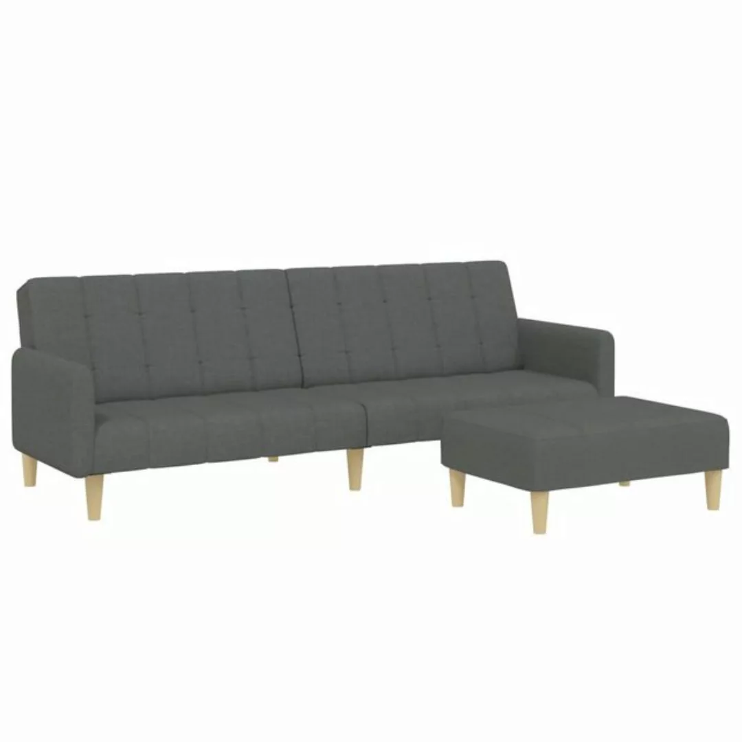 vidaXL Sofa Schlafsofa 2-Sitzer mit Fußhocker Dunkelgrau Stoff günstig online kaufen