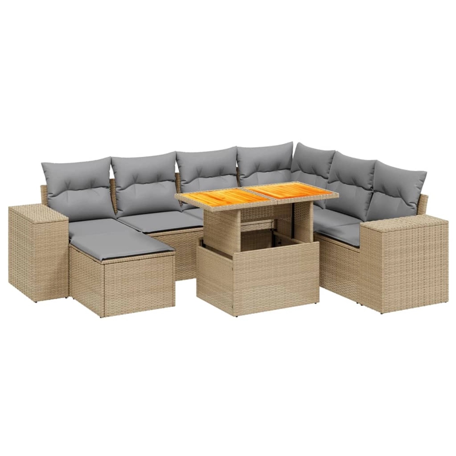 vidaXL 8-tlg Garten-Sofagarnitur mit Kissen Beige Poly Rattan Modell 279 günstig online kaufen