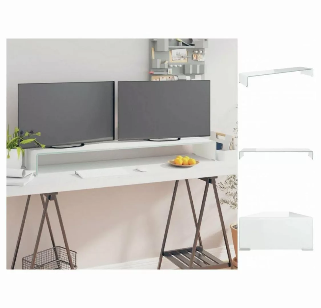 vidaXL TV-Schrank TV-Tisch Bildschirmerhöhung Glas Weiß 120 x 30 x 13 cm günstig online kaufen