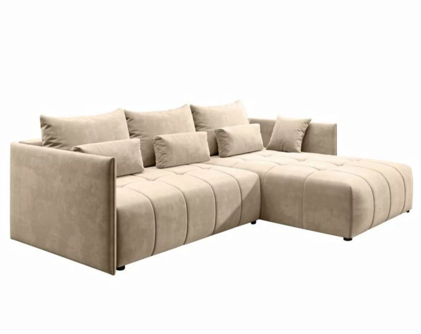 Furnix Ecksofa SORANO Couch ausziehbar Sofa mit Bettkasten und Kissen Schla günstig online kaufen