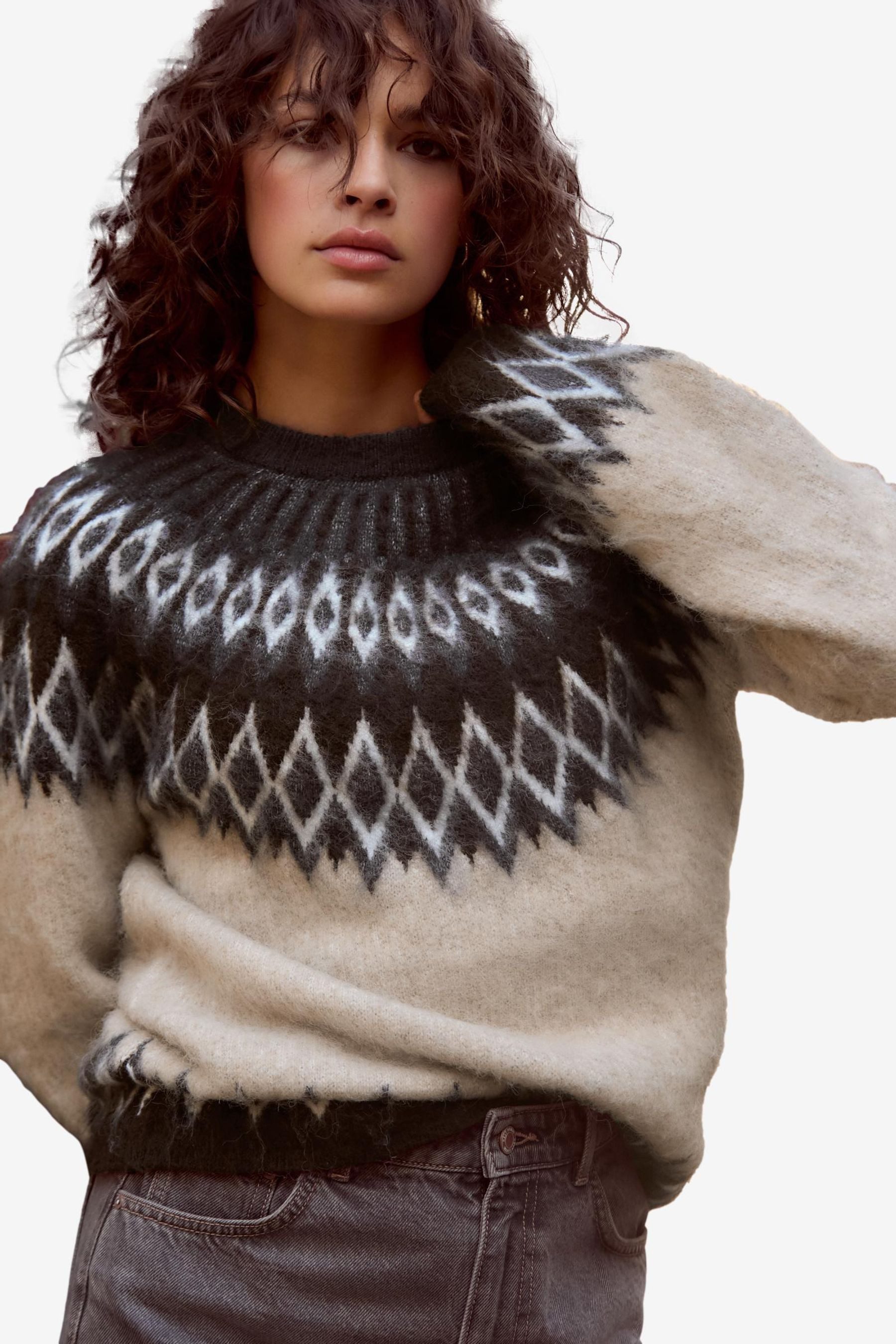 Next Rundhalspullover Weicher Strickpullover mit Norwegermuster günstig online kaufen