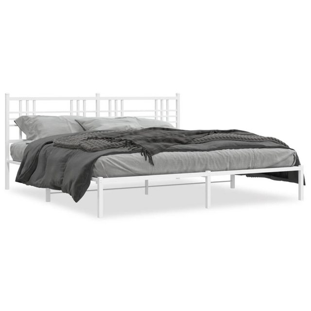 vidaXL Bett Bettgestell mit Kopfteil Metall Weiß 200x200 cm günstig online kaufen