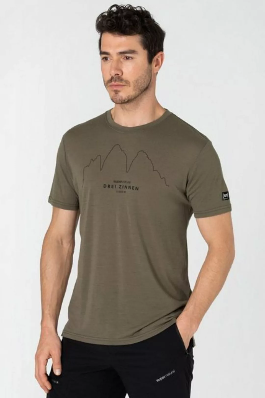 SUPER.NATURAL Print-Shirt Merino T-Shirt M DREI ZINNEN TEE atmungsaktiver M günstig online kaufen