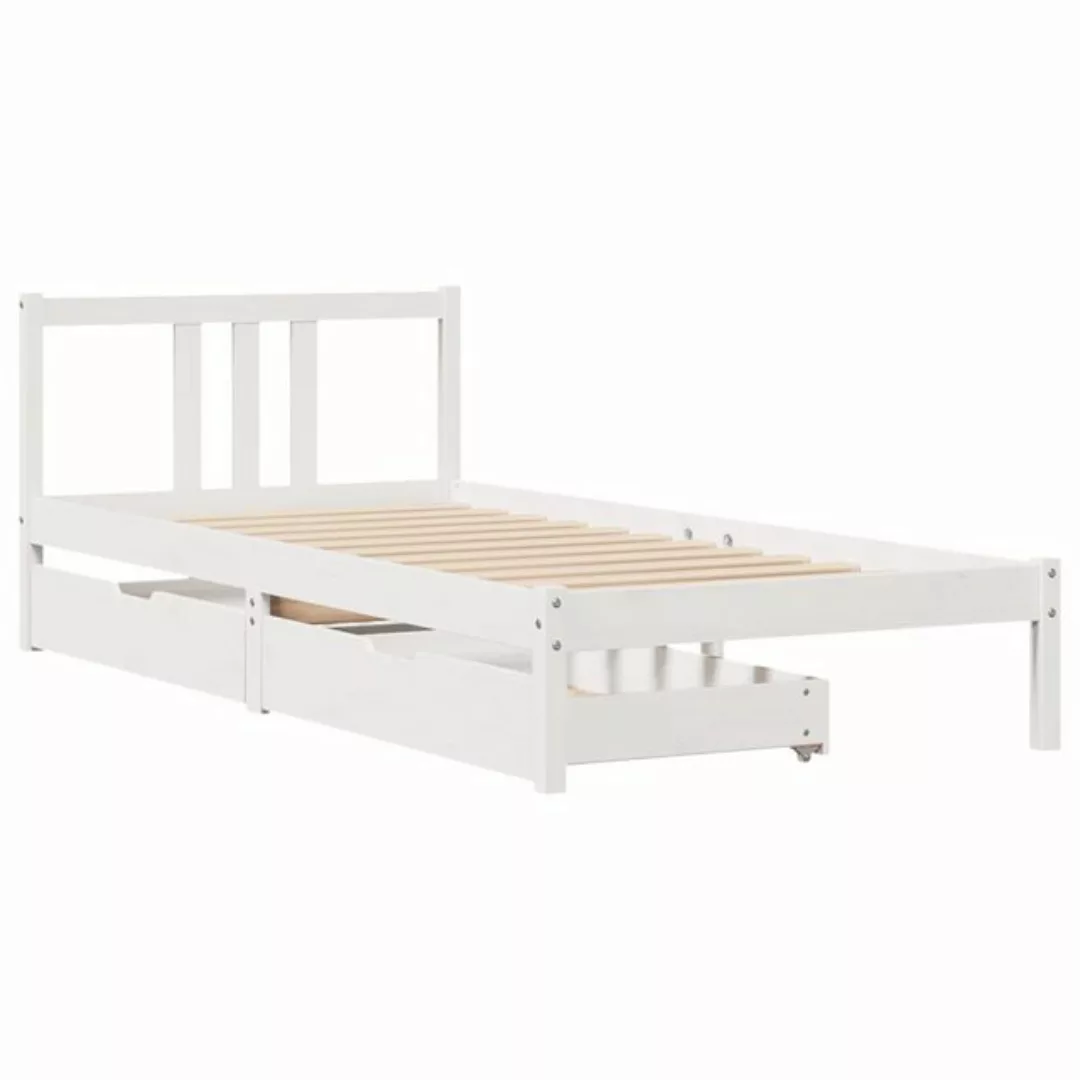 vidaXL Bett Massivholzbett ohne Matratze Weiß 90x200 cm Kiefernholz günstig online kaufen