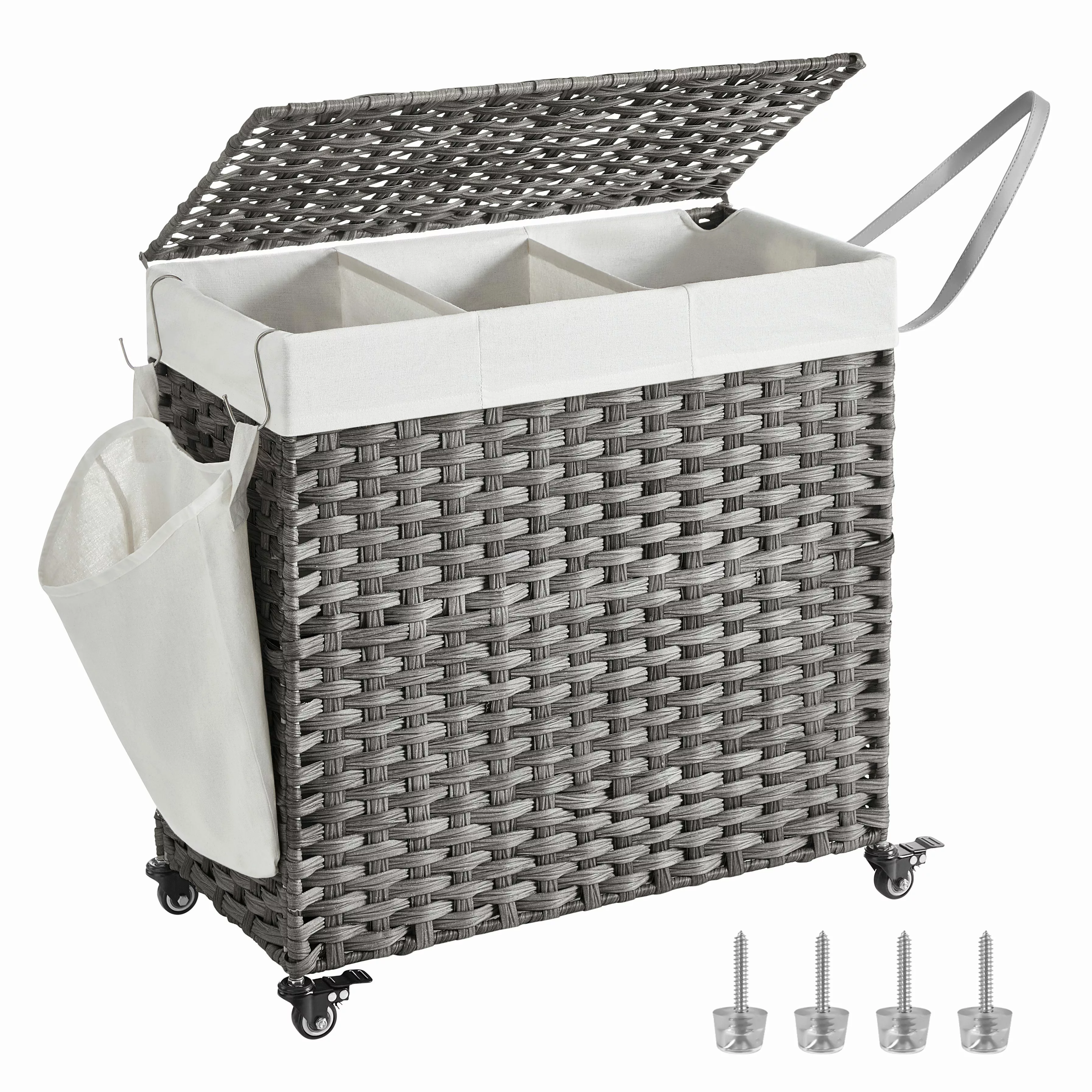 SONGMICS Wäschekorb, 140 L, mit 3 günstig online kaufen
