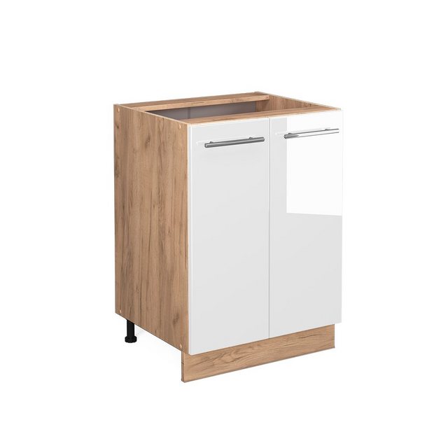 Vicco Unterschrank Fame-Line, Weiß Hochglanz/Goldkraft Eiche, 60 cm, AP Ant günstig online kaufen